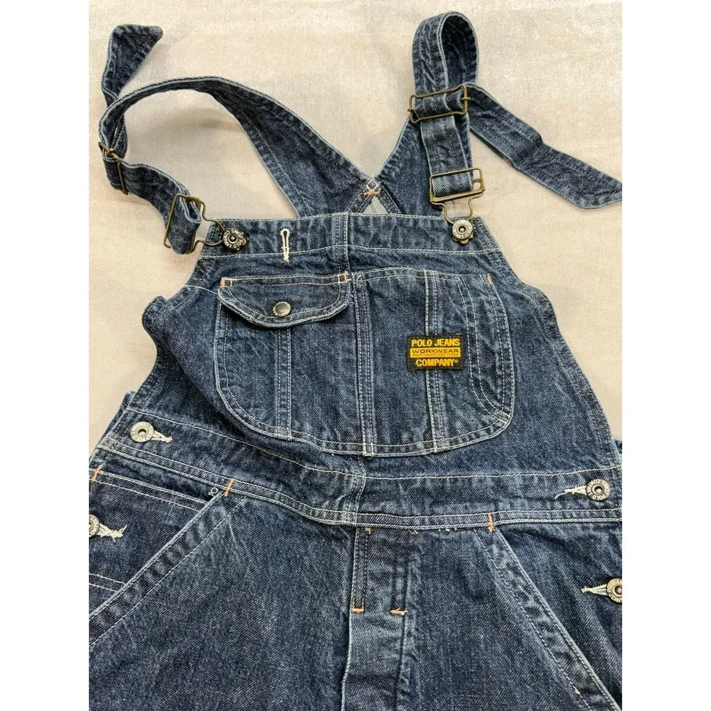 Vintage Y2K 90s Polo Jeans Workwear Ralph Lauren Denim Coveralls Women Size Smal - Picture 11 of 16